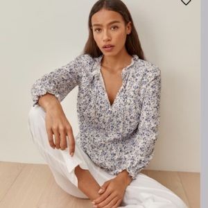RARE Reformation Amira Top in Gray Floral Print Medium